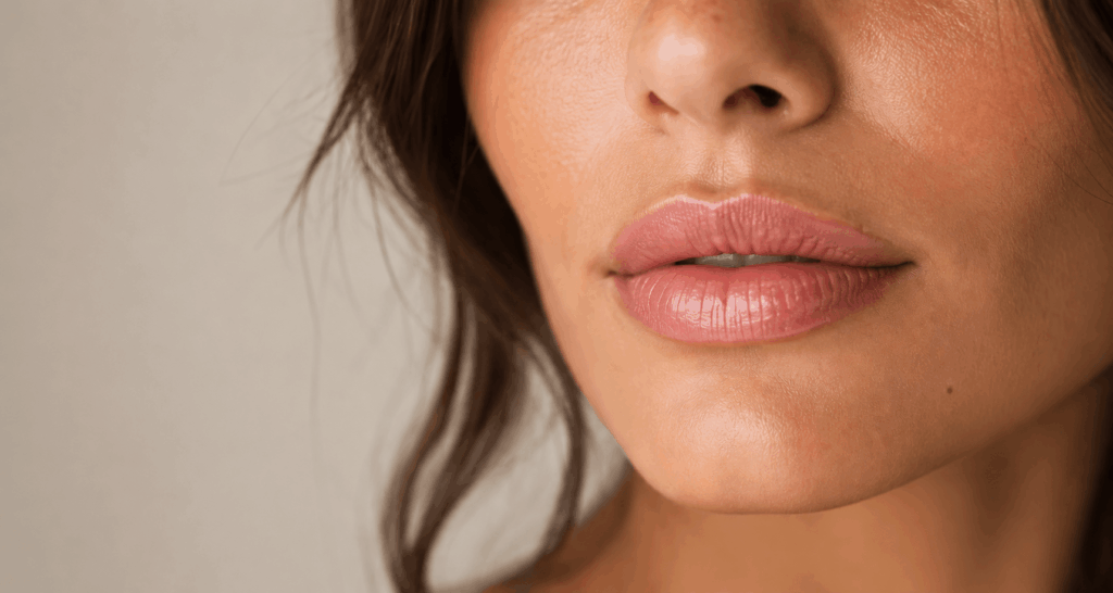 Primo piano di labbra femminili per trattamenti di filler labbra a Roma